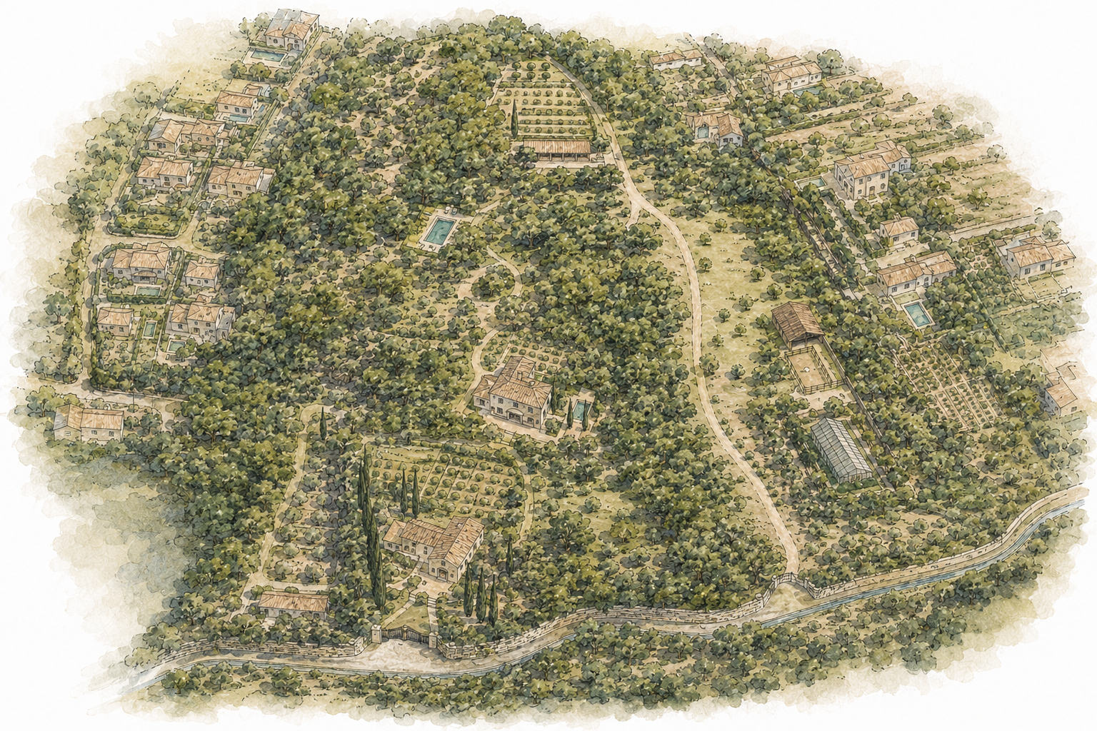 Illustration aérienne du domaine O'Lenita